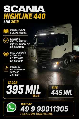 Scania highline 440 ano 2019 trucado top primeira o caminhão o