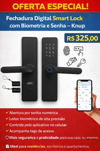Fechadura Digital Smart Lock com Biometria e Senha - Knup