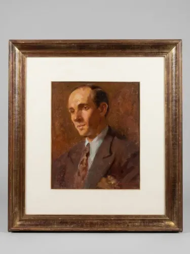 Quadro óleo sobre eucatex - retrato antigo