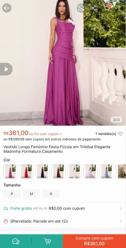 Vestido Longo Festa Fúcsia
