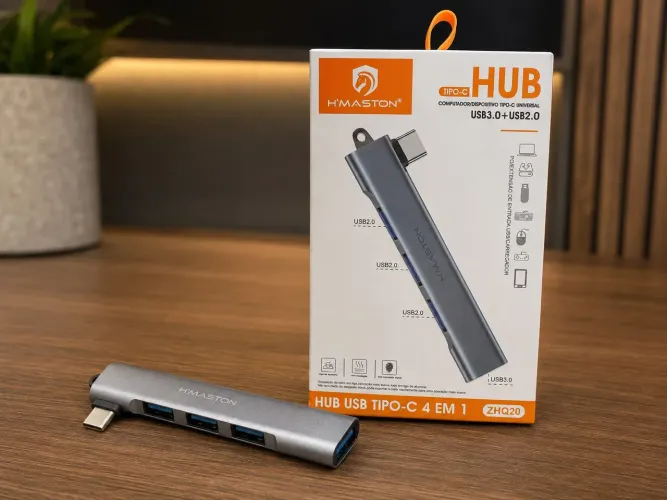 Hub USB Tipo-C 4 em 1 H?Maston ZHQ20 USB 3.0