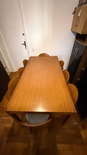 Mesa de jantar cerejeira MDF 8 cadeiras expansível para 12 cadeiras