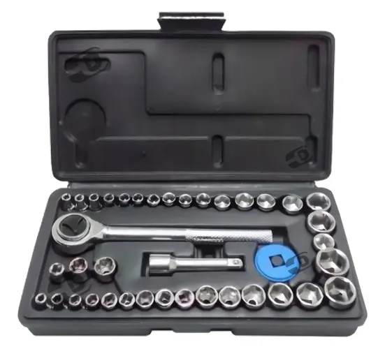 Kit 40 Peças Chave Catraca Reversível Com Maleta 1/4 E 3/8 Cor Preto