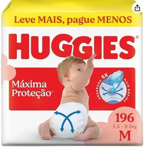 Fralda Huggies M 196 unidades