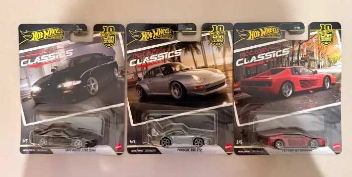 Kit Hot wheels premium Modern Classics Ferrari + Porsche + Silvia S14