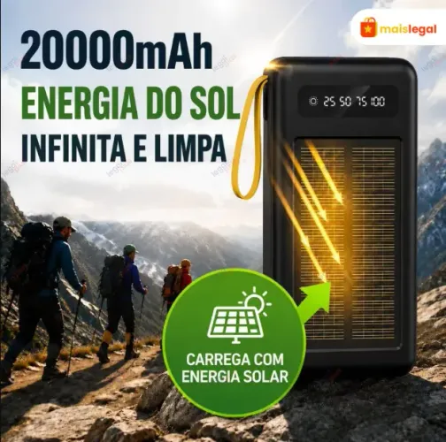 Carregador Portátil Solar ( + Todos Cabos )