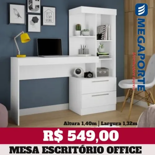 Mesa de Escritório com Livreiro 2 Gavetas (NOVO) Entrega Grátis!