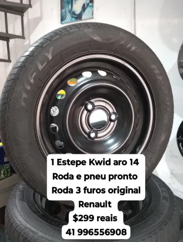 Roda Kwid com pneu aro 14. Roda e pneu pronto $299 reais  roda original Kwid 
