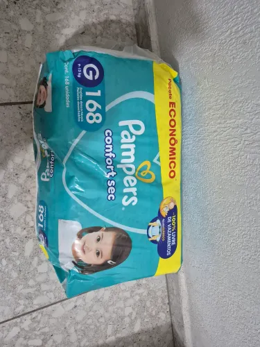 2 PCT DE FRALDAS PAMPERS CONFORT SEC TAMANHO G 168 UNIDADES