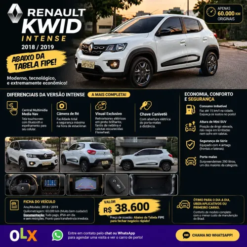 Renault Kwid Intense 1.0 Flex 12V 5P Mec. 2019