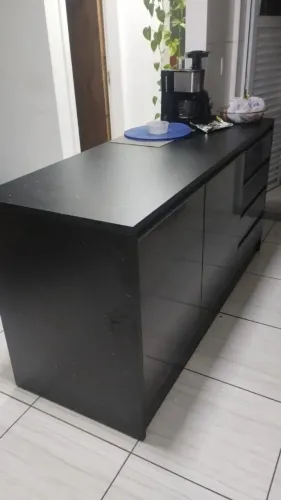 Balcão Ilha Cozinha área Gourmet preto grafite 