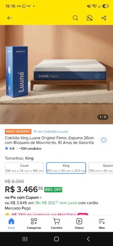 Colchão Lunna Original King Size FECHADO NO VÁCUO, LACRADO NA CAIXA,  NUNCA USADO!