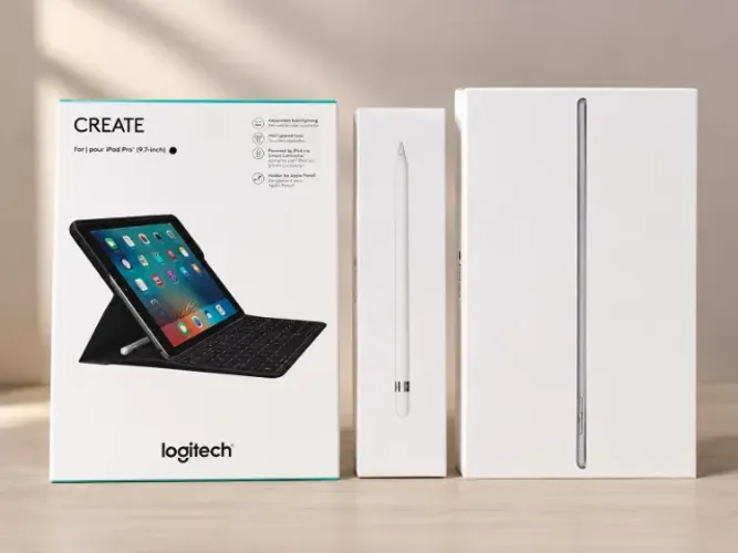 Kit iPad Pro 9.7", 256GB Wi-Fi + Cellular com Apple Pencil Original e Teclado Logitech 
