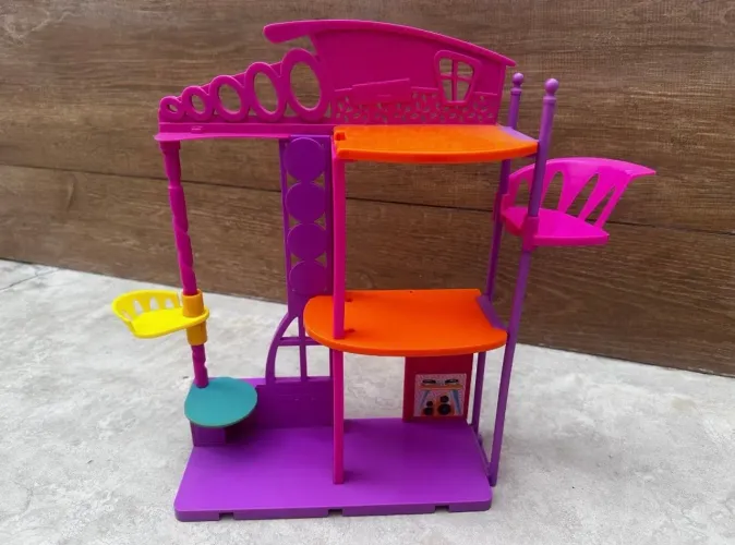 casa polly pocket original mattel, playset de 2 andares com balanço.