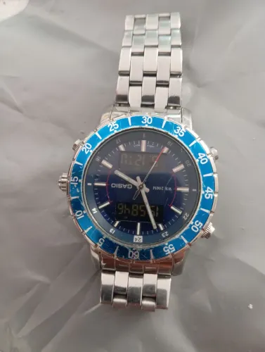 Relógio Casio AMW-700D Original Aço Inox WR 200M Analógico Digital