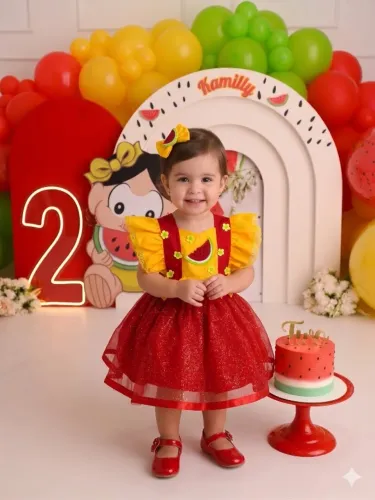 Romper Vestido Princesa Belli Melancia Bebê Temático Com Frete Grátis
