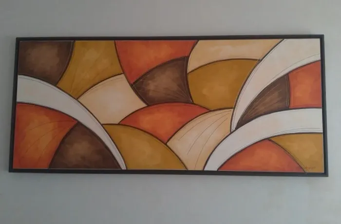 Quadro abstrato pintura a mão.