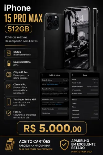 iPhone 15 Pro Max 512GB Preto