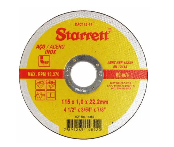 DISCO DE CORTE INOX - 4.1/2 POL - 12 UNIDADES