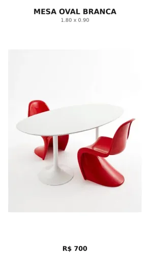 Mesa oval branca industrial