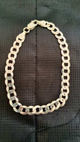 Prata pulseira 8mm legítima 925 de fabrica escama espelhada