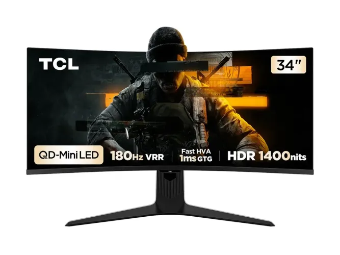 Monitor Gamer Curvo TCL 34 | QLED Mini LED | 180Hz HDR 1400 nits