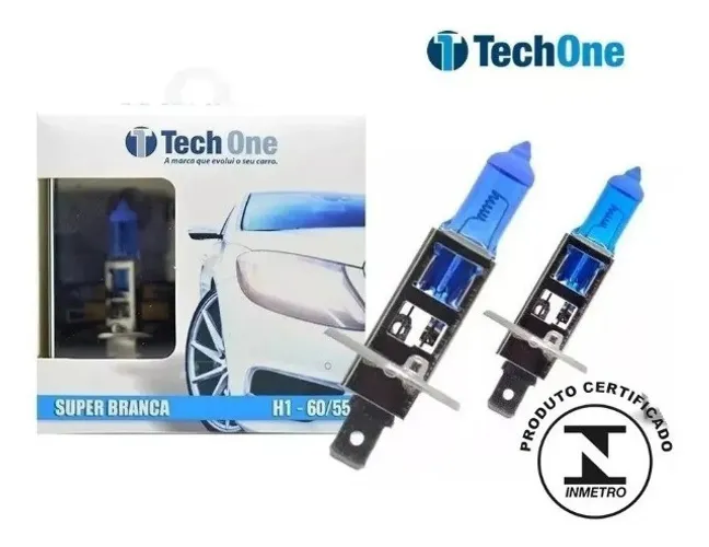 Par Lâmpada Super Branca H1 8500k Tipo Xenon 12v 55w Techone