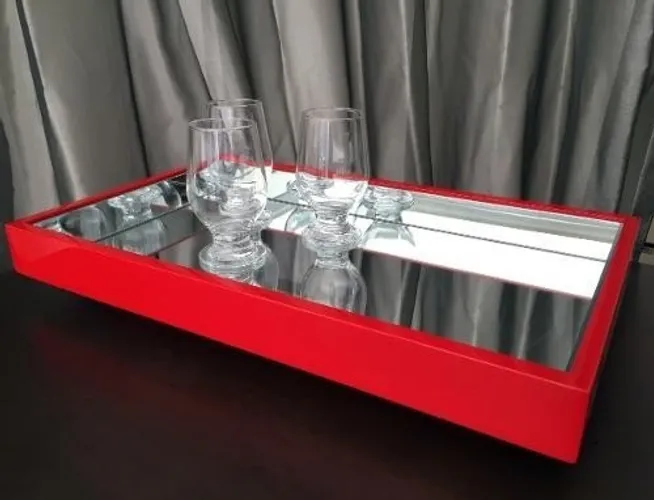 Bandeja Laqueada c Espelho Vermelho Decoree Até 12x