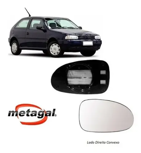 Lente Retrovisor Vw Gol G2 1995 à 1999 - L Direito - Lente C/ Placa - Metagal RWBM92