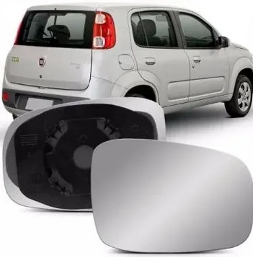 Lente Retrovisor Fiat Uno Novo 2011 à 2022 - Lente C/ Placa - Lado Direito - Metagal RTVM9
