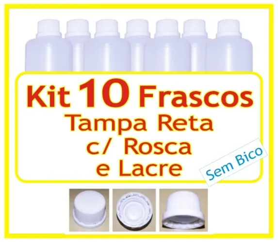 10 Frascos Tampa Reta de Rosca com Lacre