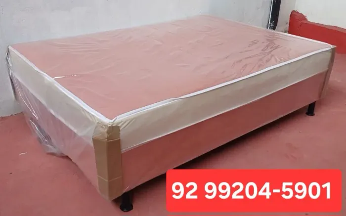 Cama rosa no suede tamanho casal 