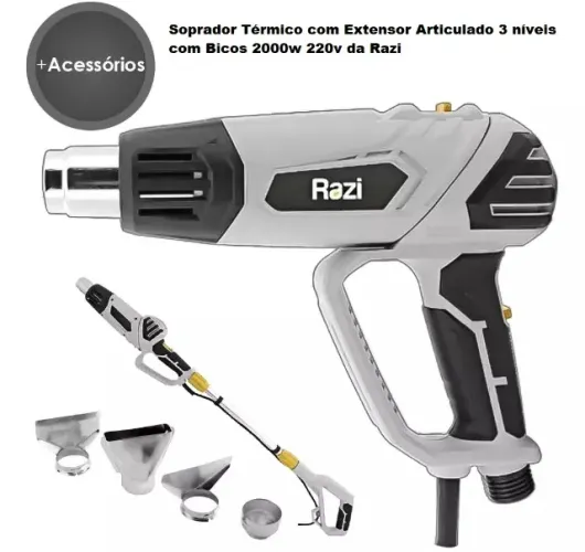 Soprador Térmico com Extensor Articulado 3 níveis com Bicos 2000w 220v Razi + Garantia
