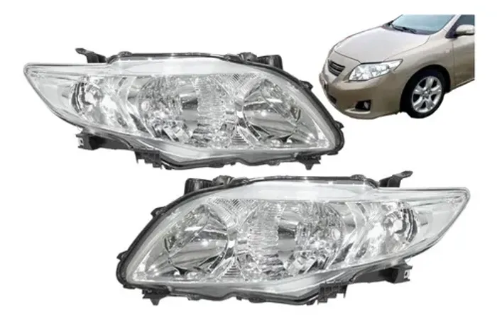 Par Farol Dianteiro Toyota Corolla 2008 2009 2010 2011 Cromo