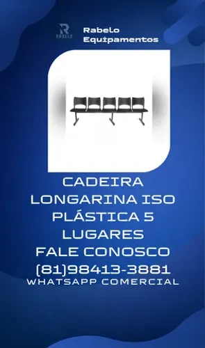 Cadeira longarina iso plástica 5 lugares em até 5x sem juros no cartão