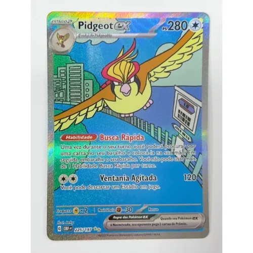 Carta 225/197 Pokémon TCG Original Copag Card Pidgeot Ex Full Art Brilhante Foil