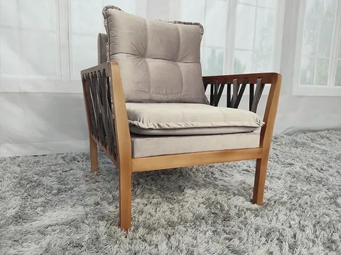 Poltrona Decorativa Bege Duda a65