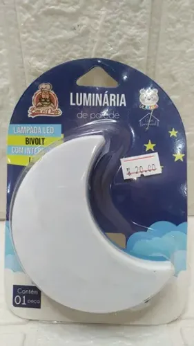Luminaria Abaju Lua Parede Tomada Biv Up6265 8cm - Branco E Azul