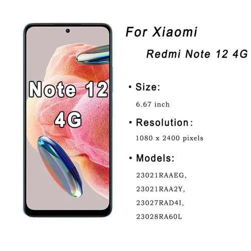 Tela Display TFT/ LCD sem aro para Redmi Note 12 4G - Novo
