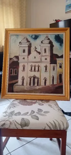 Tela REGINALDO BOMFIM Fantástica Igreja do Bonfim óleo sobre tela Rembrandt brasileiro