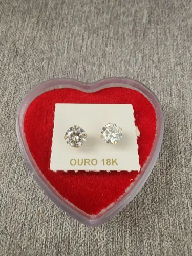 Brinco ouro 18k ponto de luz