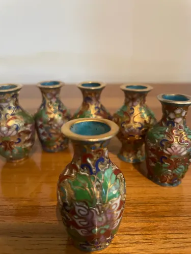 Mini vasos cloisonné - conjunto com 6 peças (5 cm)