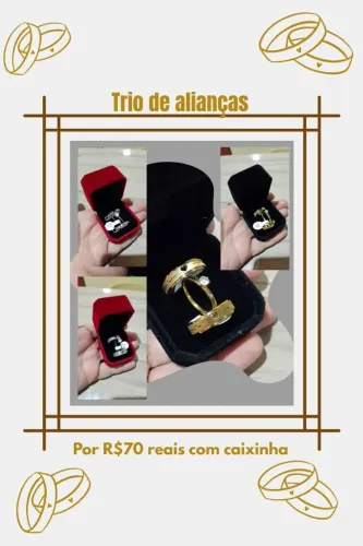 Trio de alianças com caixinha por R$70