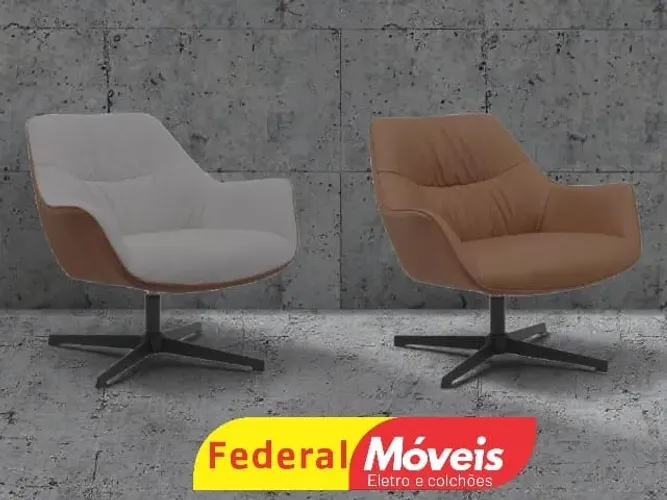Poltrona Base Giratória Tecido Linho ou Couro Ecológico CAMPEAO EM VENDAS