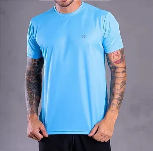 Camiseta Dry Fit Logo Azul Claro - Tamanho P,M,G ou GG