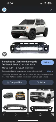 Parachoque renegade (novo) Dianteiro sem uso