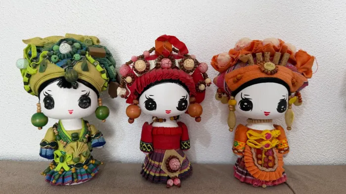 Bonecas mensageiras Oriental Fashion de madeira kit 07