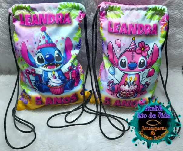 Mochila Saco Infantil de Tecido (15 unidades) 20 x 30 cm