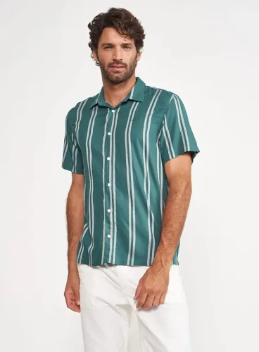 Camisa colcci Nova Masculina Verde Listrada