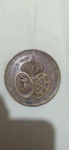 Medalha antiga - Sociedade Portuguesa de Beneficência - 100 anos - 1940